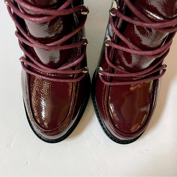 NEW Gianni Bini Chunky Burgundy Patent Leather Combat Boots Size 8 - Picture 6 of 10